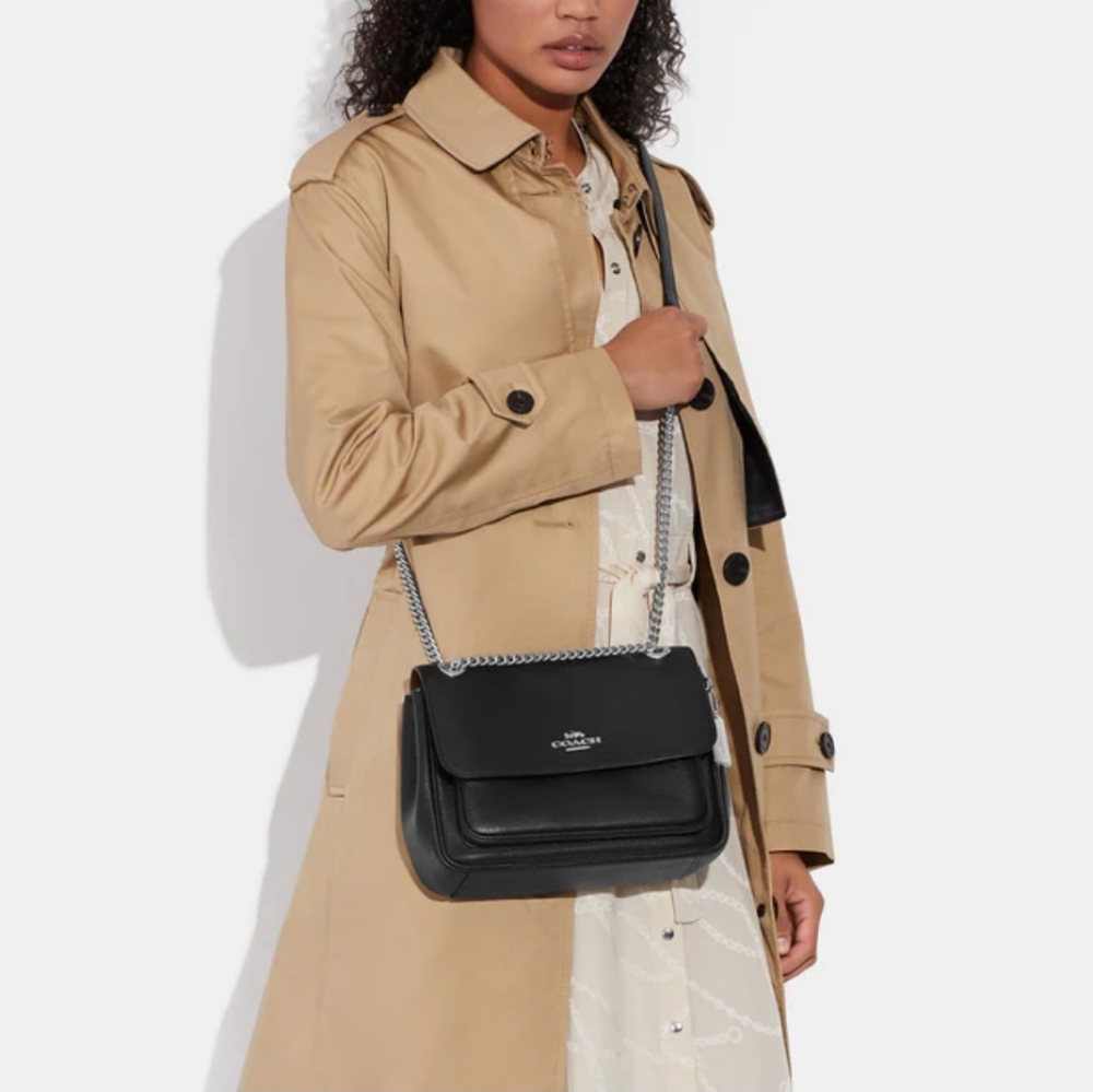Coach Klare Black Leather Chain Crossbody Shoulder Bag